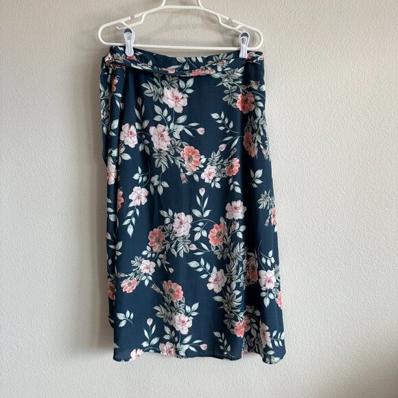 Leith Blue Pink Wrap Midi Skirt Casual - Picture 2 of 6